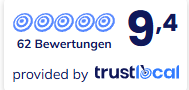 Trustlocal: Score 9,4 aus 62 Bewertungen